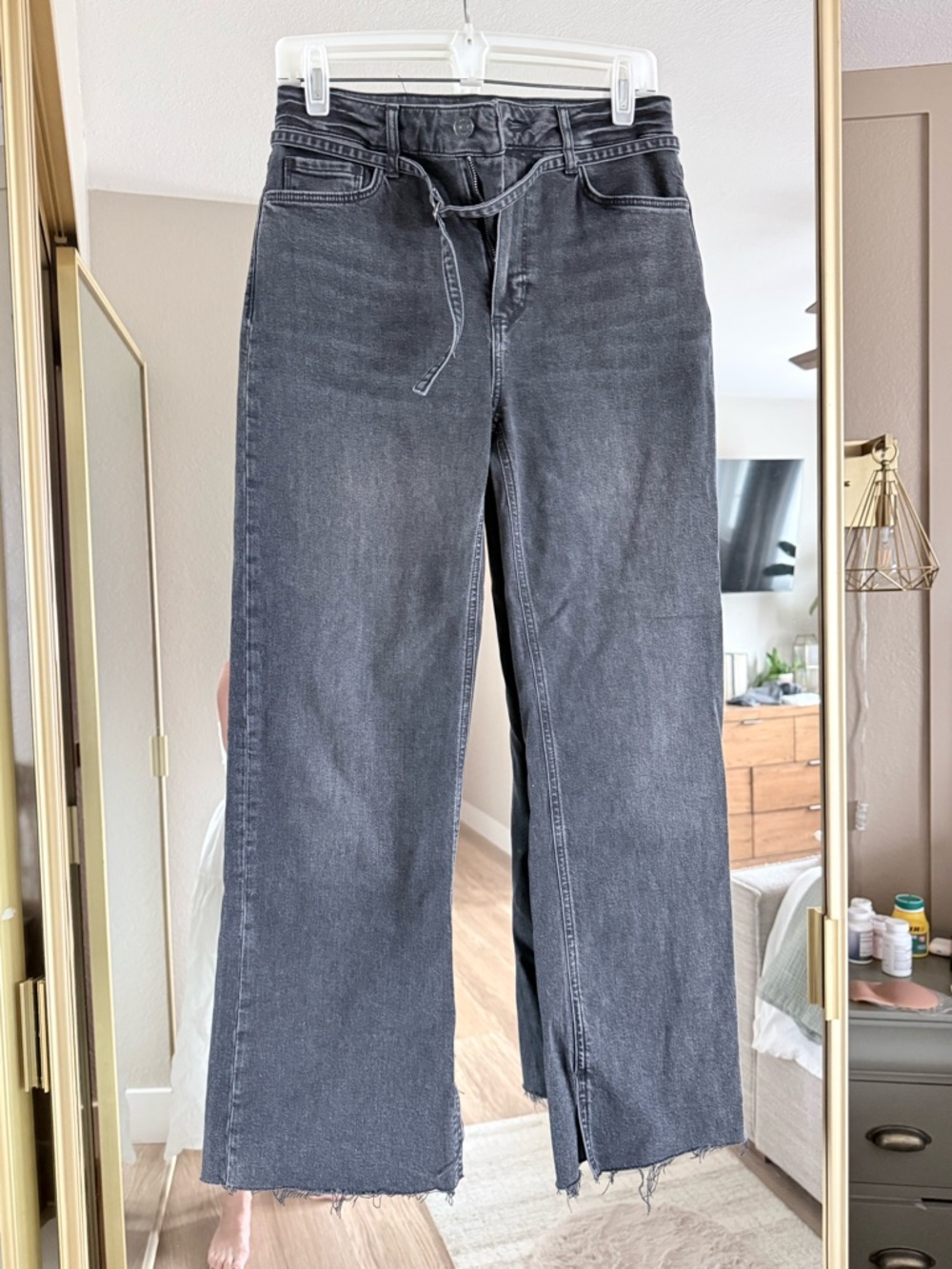 PAIGE Washed Black Flare Wide-Leg Jeans